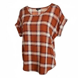 New Glory Rust and White Plaid Blouse